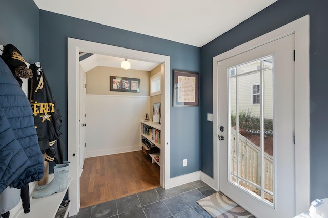 doorway to outside featuring dark hardwood / wood-style flooring