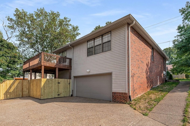 exterior space featuring a garage