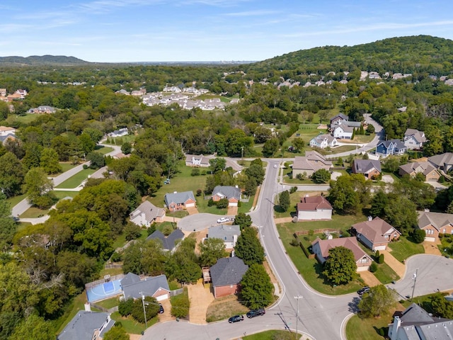 aerial view with a mountain view