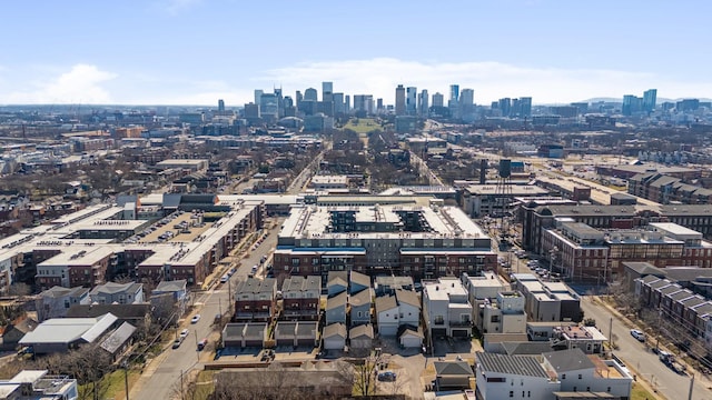 bird's eye view with a city view