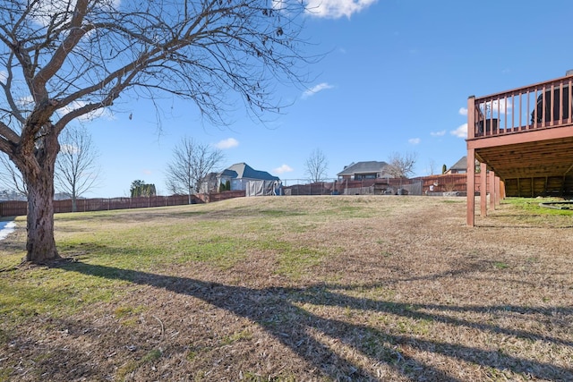 view of yard with a deck