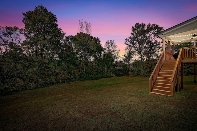 view of yard at dusk