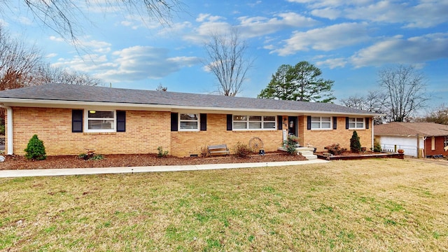 ranch-style home featuring a front yard