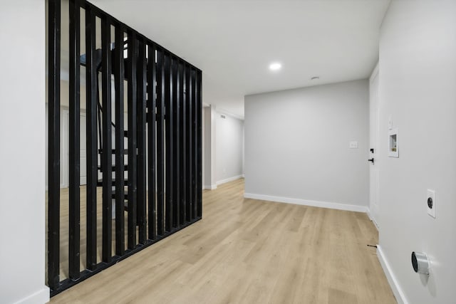 empty room with light wood-type flooring