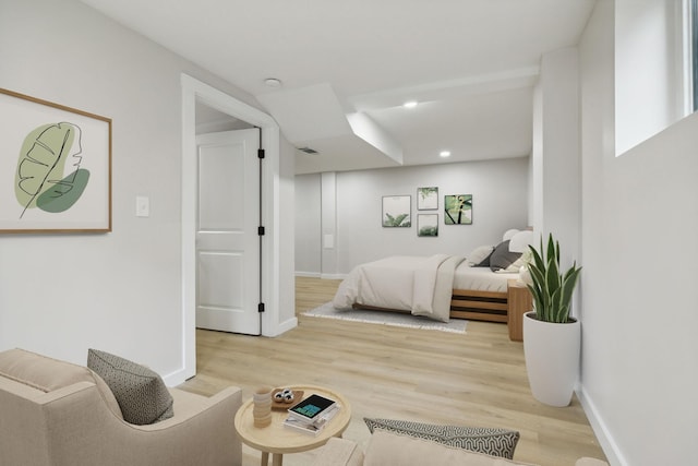 bedroom featuring light hardwood / wood-style floors