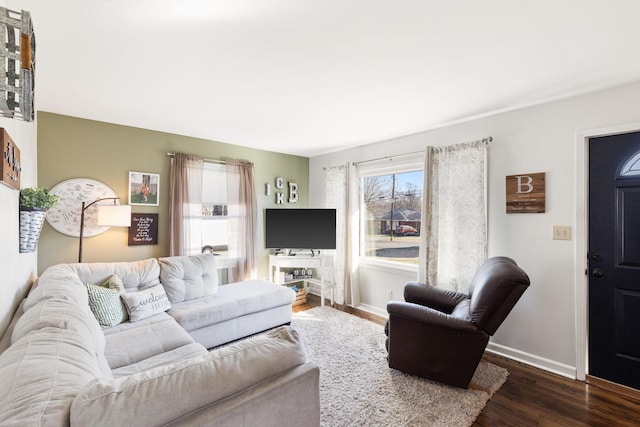 living room featuring dark hardwood / wood-style floors