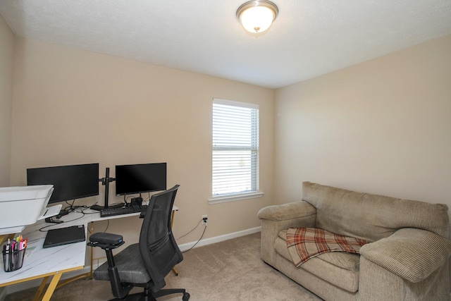 view of carpeted home office