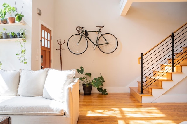 living room with hardwood / wood-style flooring