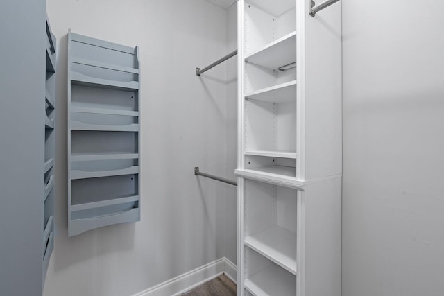 spacious closet with hardwood / wood-style floors