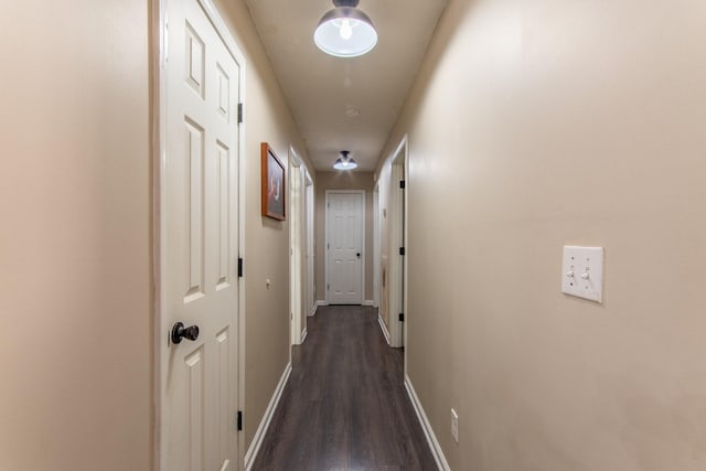 hall with dark hardwood / wood-style floors