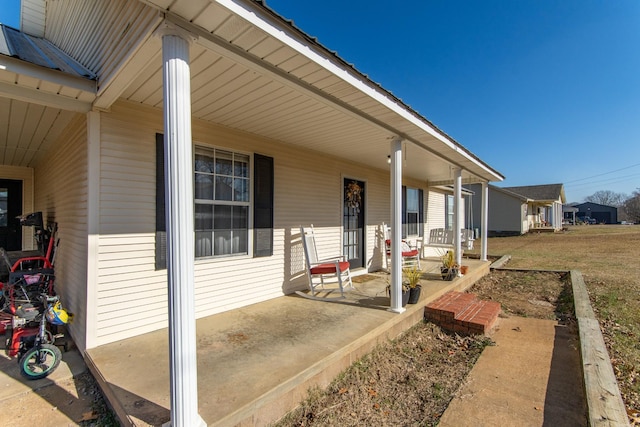 view of patio featuring a porch