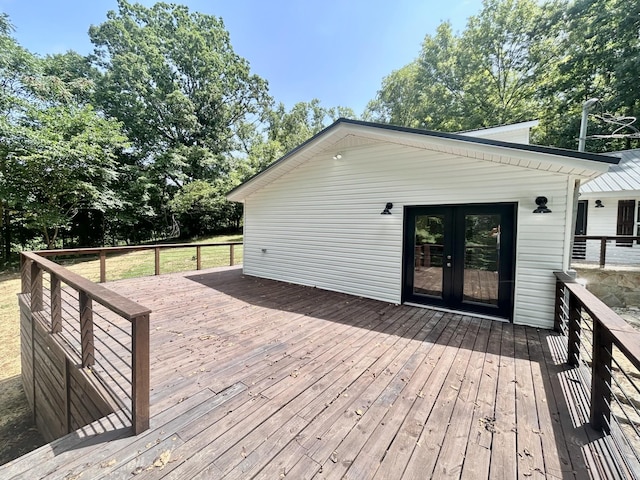 wooden deck with french doors