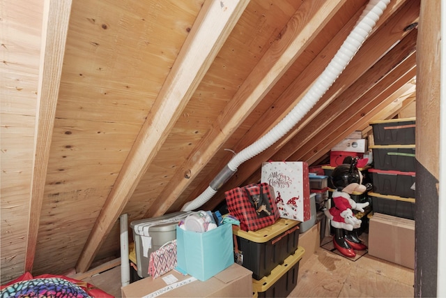 view of unfinished attic