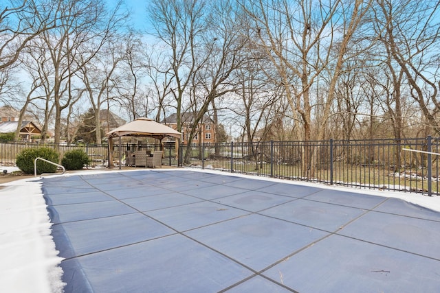 view of swimming pool with a gazebo