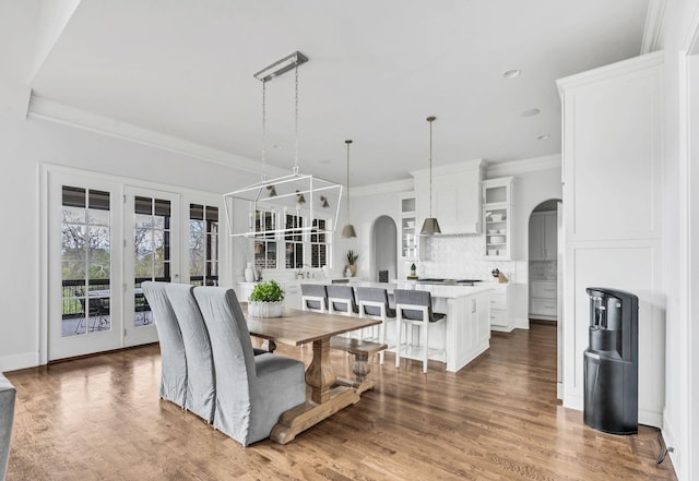 dining area featuring dark hardwood / wood-style floors