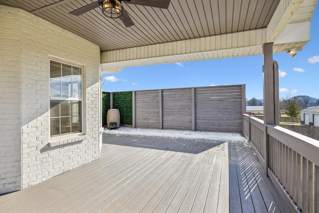 wooden terrace with ceiling fan