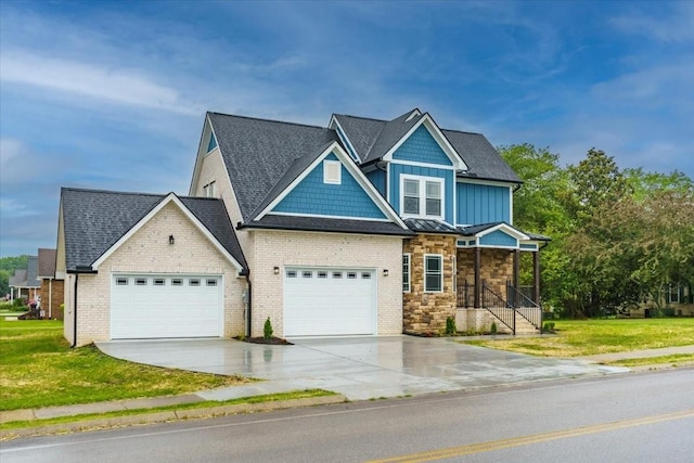 craftsman-style home with a front lawn