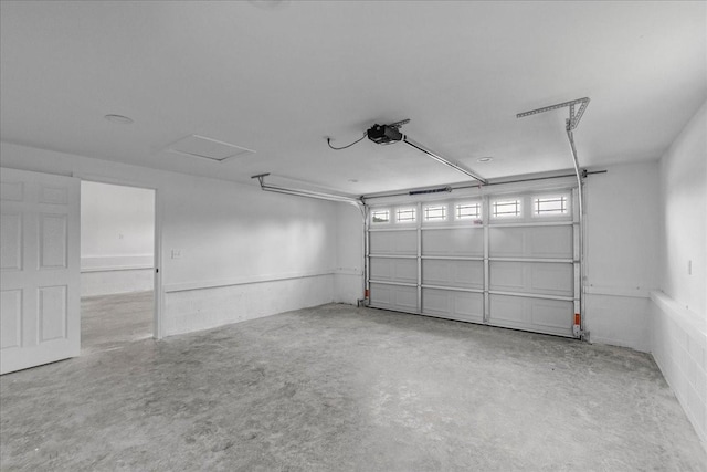 garage with a garage door opener