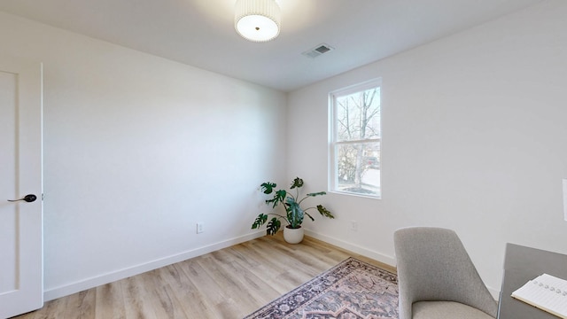 home office featuring light hardwood / wood-style flooring