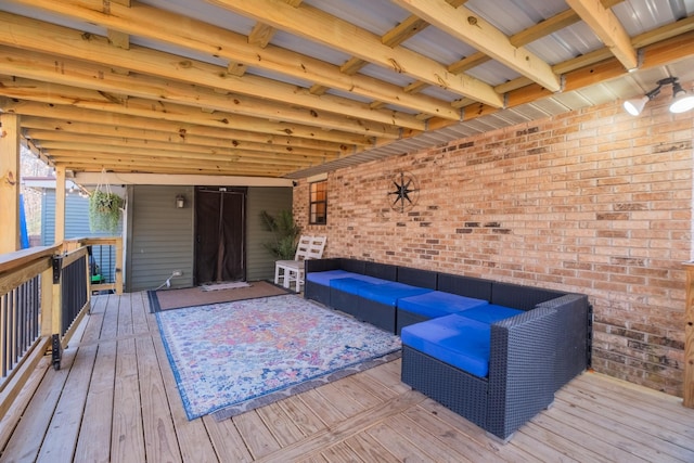 wooden deck with outdoor lounge area