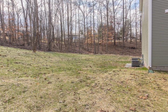 view of yard featuring central air condition unit