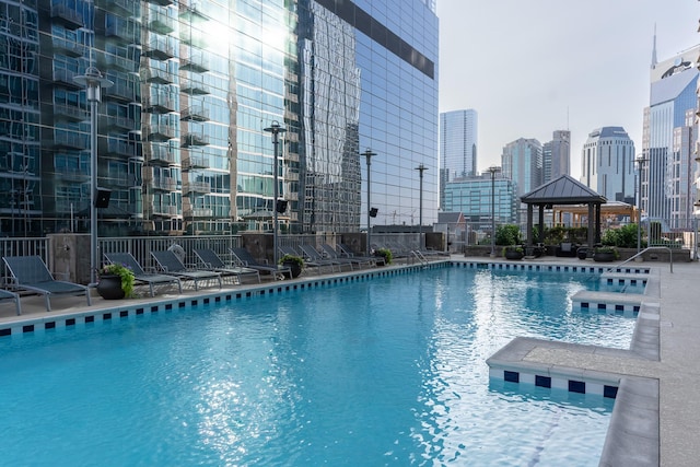 view of pool featuring a gazebo