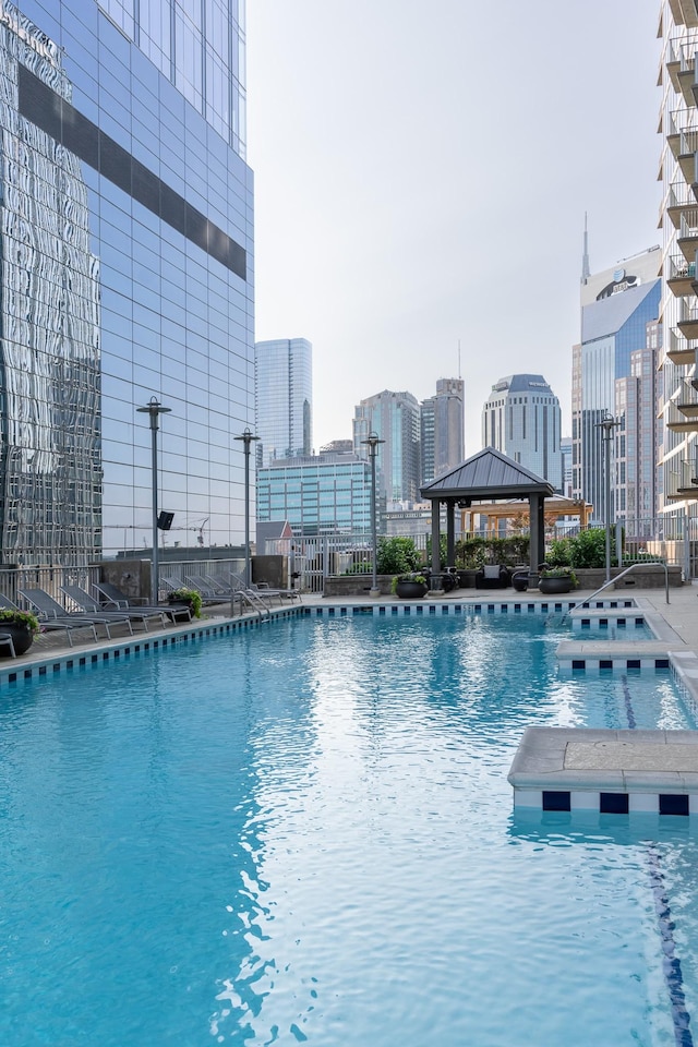 view of pool featuring a gazebo