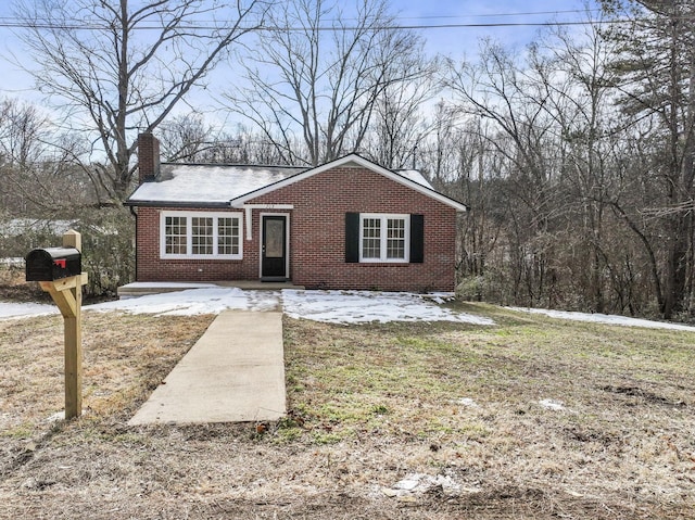 ranch-style house featuring a front lawn