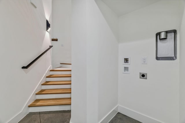 laundry area with hookup for an electric dryer and washer hookup