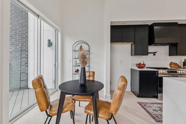 dining space featuring light hardwood / wood-style flooring