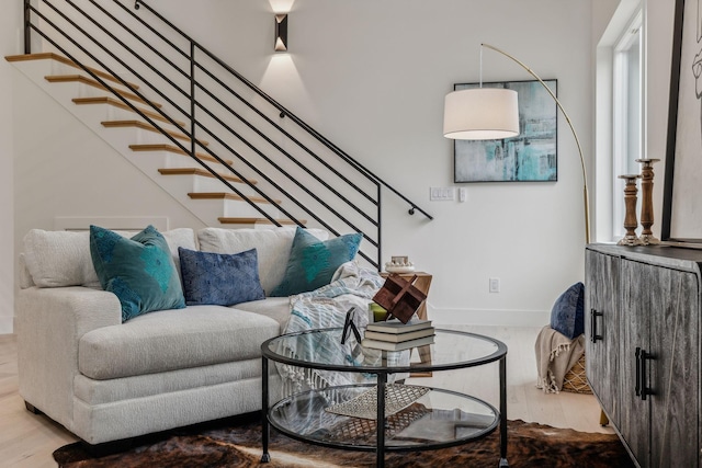 living room featuring light hardwood / wood-style flooring