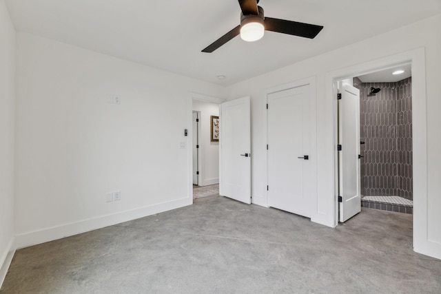 unfurnished bedroom with ceiling fan