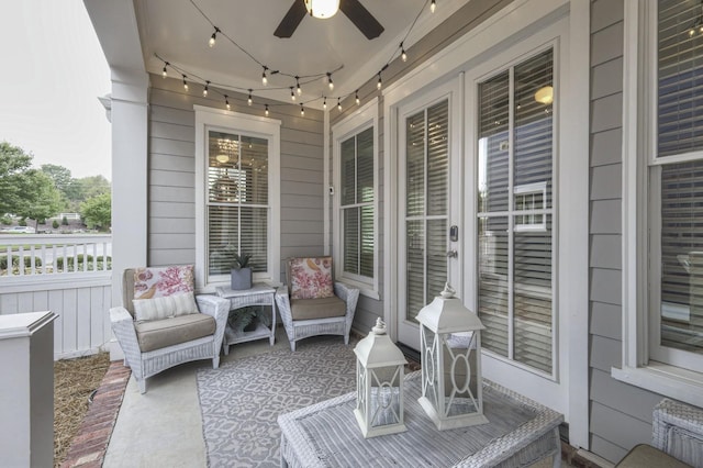 view of patio with ceiling fan