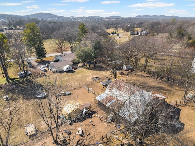 aerial view with a rural view and a mountain view