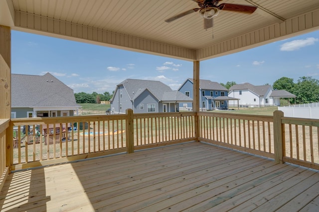 deck featuring ceiling fan