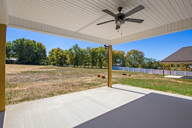 view of patio / terrace featuring ceiling fan