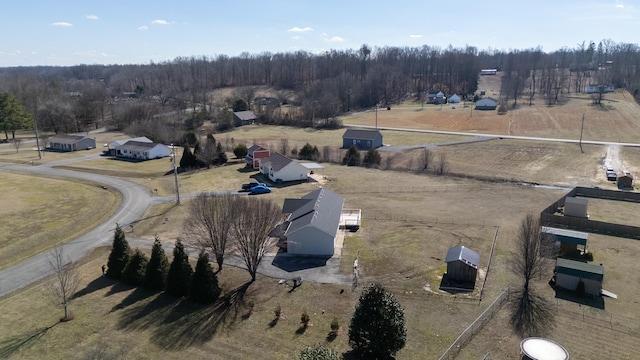 bird's eye view with a rural view