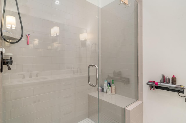 bathroom featuring walk in shower