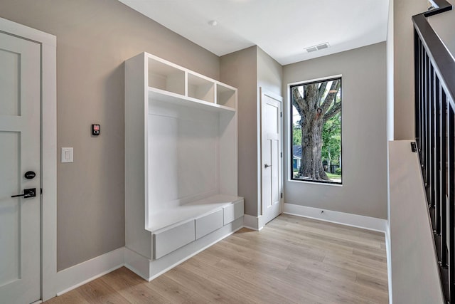 mudroom with light wood-type flooring