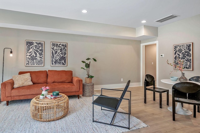 living room featuring light hardwood / wood-style floors