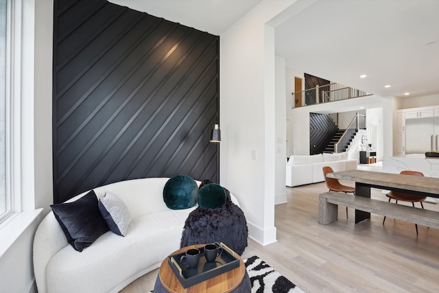 sitting room with light wood-type flooring