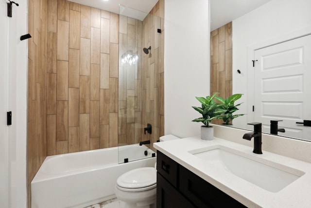 full bathroom featuring vanity, toilet, and tub / shower combination