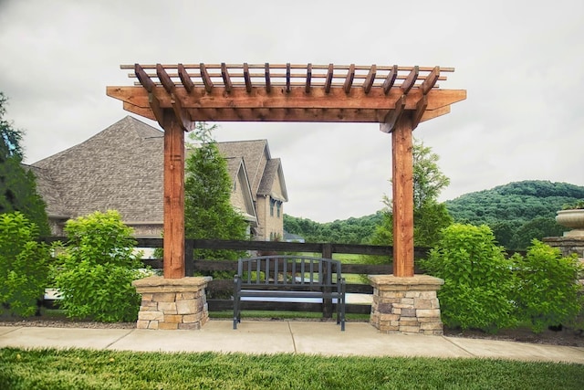 exterior space featuring a pergola