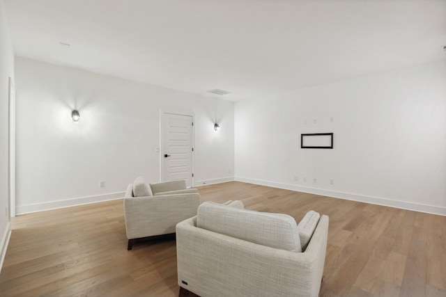 living area with light wood-type flooring