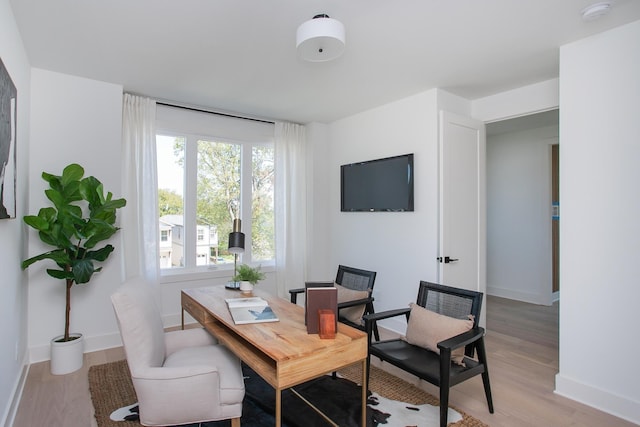 interior space with light hardwood / wood-style flooring