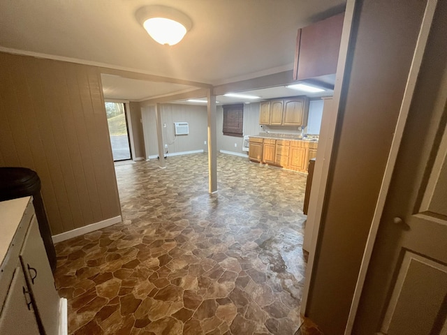 basement with a wall unit AC