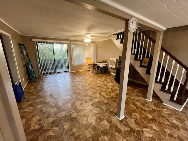 living room with ceiling fan