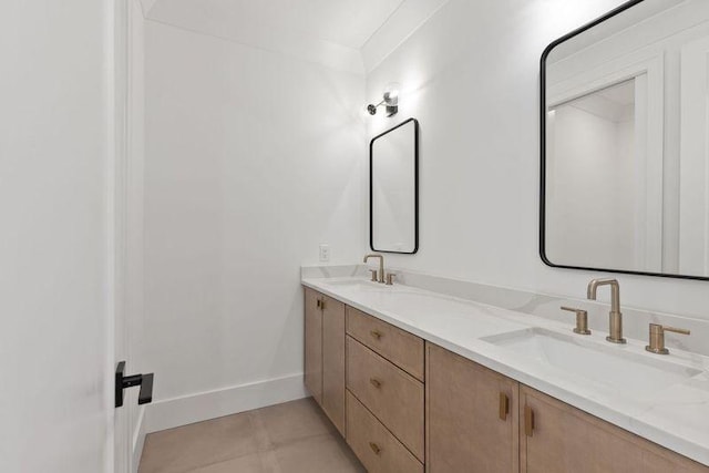 bathroom featuring vanity and tile patterned flooring