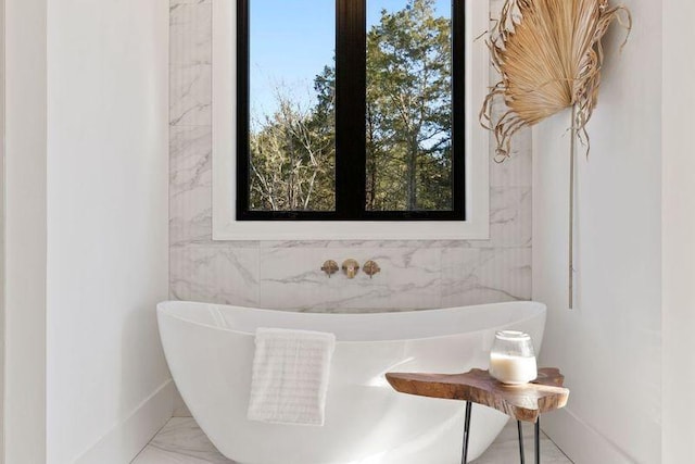 bathroom featuring a washtub