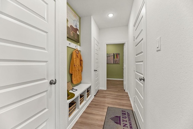 mudroom featuring light hardwood / wood-style floors